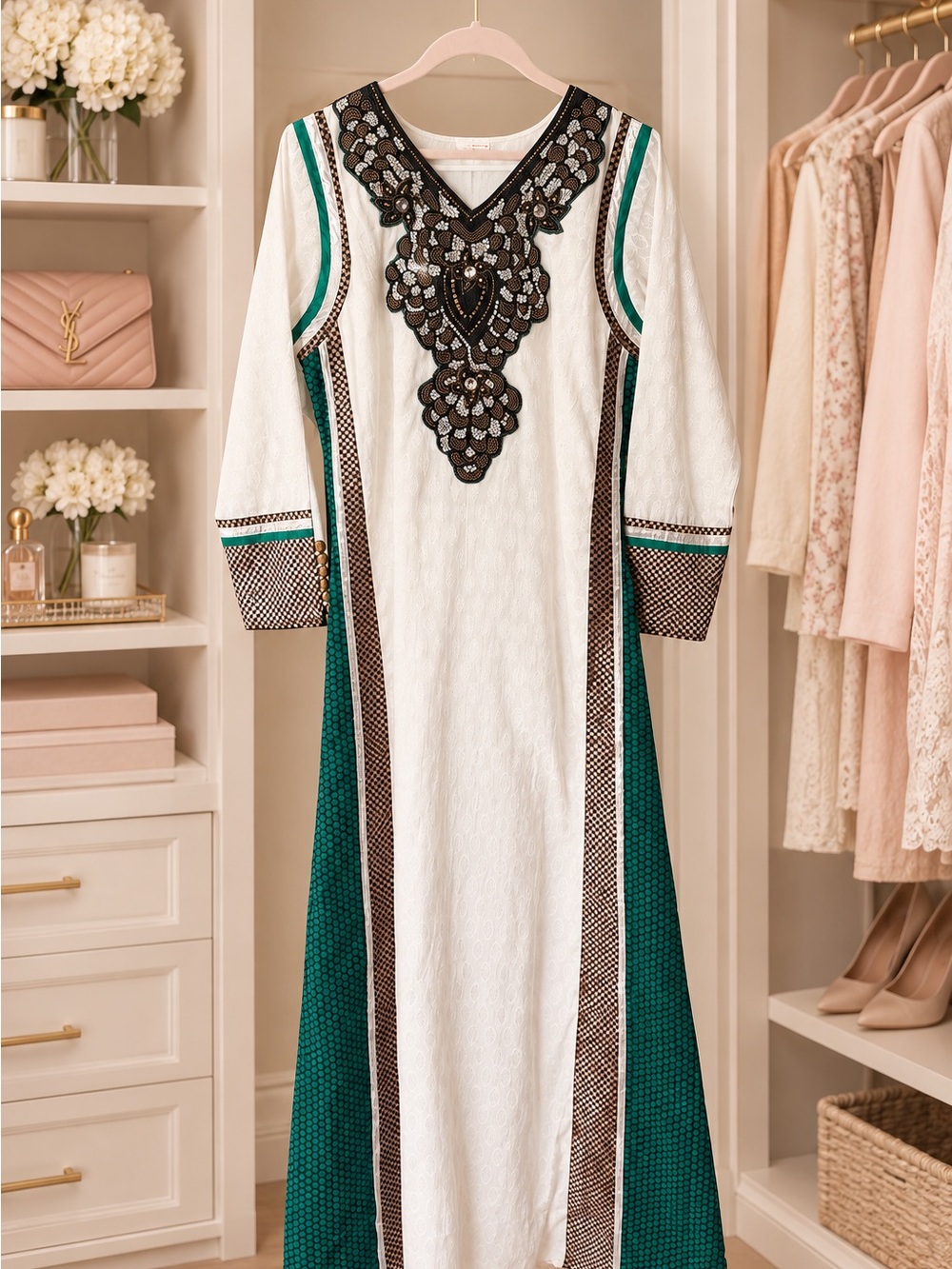 NWOT Traditional Middle Eastern Embroidered Jalabiya Kaftan Dress - M